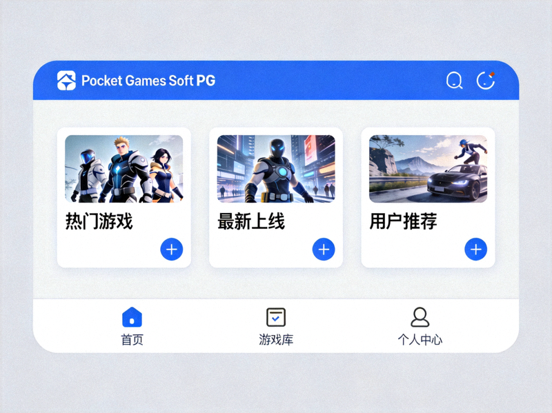Pocket Games Soft PG 官方平台用户界面展示 - 简洁现代的布局与功能模块
